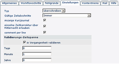 sammelzetkorrektur-Einstellungen