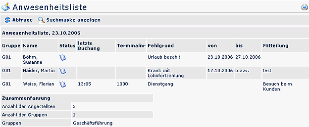Anwesenheitsliste