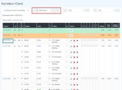 Korrektur Saldokonto im Korrektur-Client_Monatsansicht