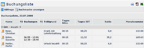 Buchungsliste