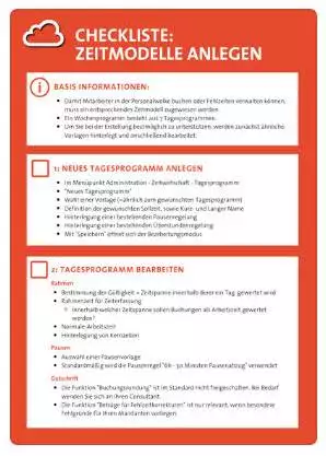 Vorschau Checkliste Vorschau Checkliste: Zeitmodelle anlegen