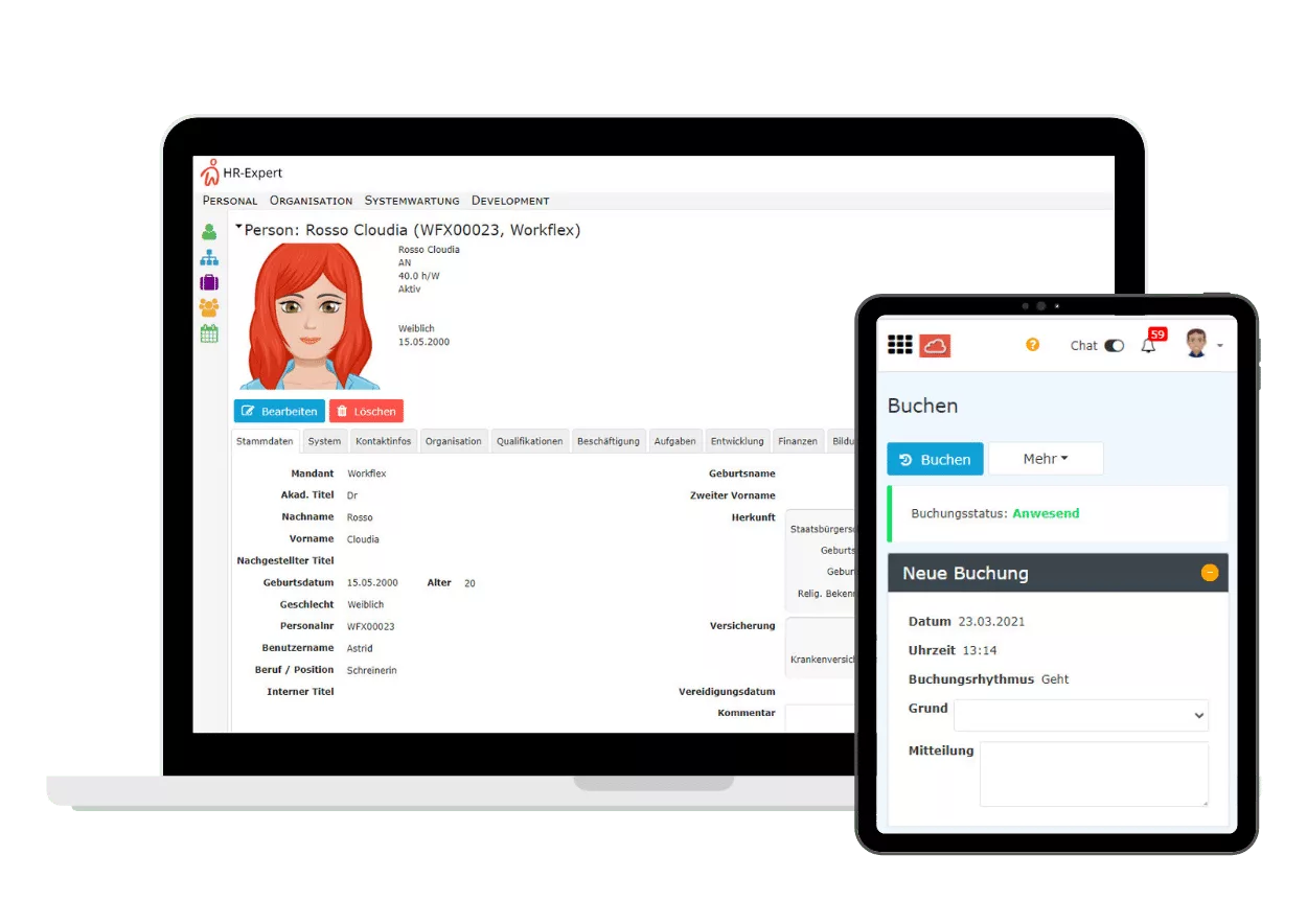Insight into Personalwolke HR software via mockup